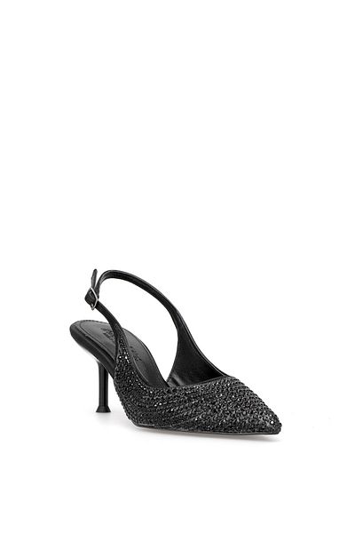 Ayakkabı Fuarı Elit Pm486 K210-1 Women's Stone Classic Heeled Shoes Black