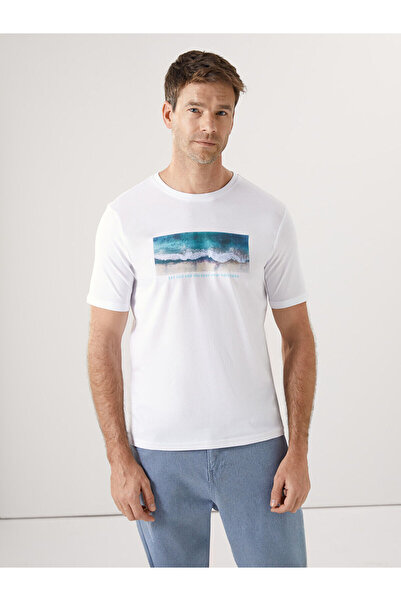 LC Waikiki Nevavm Oval Collar Printed Combed Cotton Men's T-Shirt
