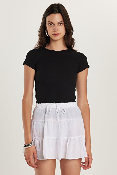 Tudors Women's Slim Fit Slim Fit Crew Neck Modal Fabric Black Blouse