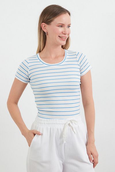 Fulla Moda Tricou din velur cu dungi