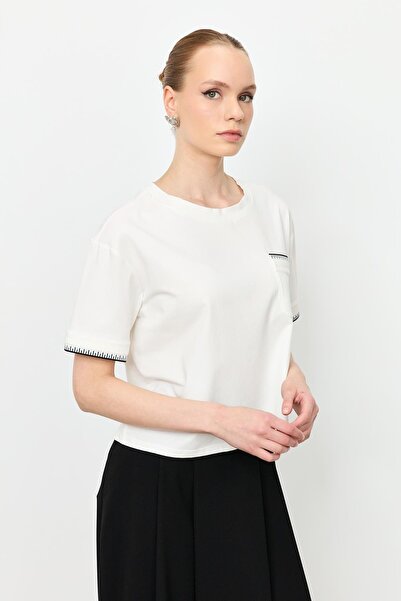 accort Ribana Detay Pamuklu Bluz-KEMIK