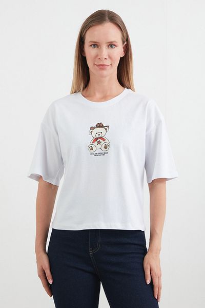 Fulla Moda Tricou cu mânecă scurtă cu decolteu tip ursuleț