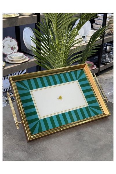 Doğudeko Green Line Rectangular Tray with Handles
