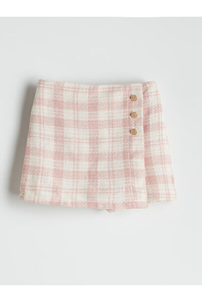 LC Waikiki Nevavm Girls' Tweed Shorts Skirt with Elastic Waist