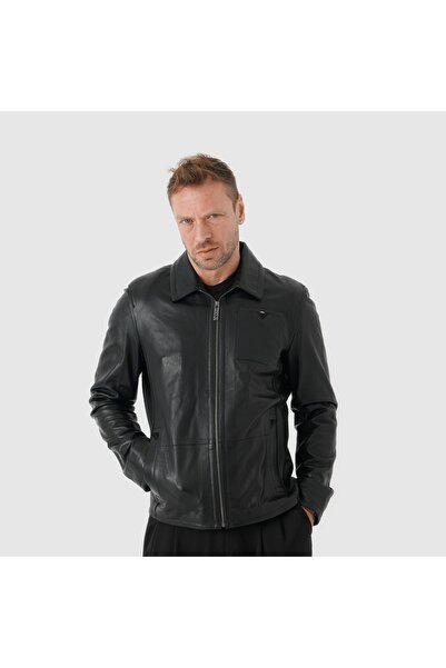 TOGO Siyah Hakiki Deri Erkek Deri Mont [810043]