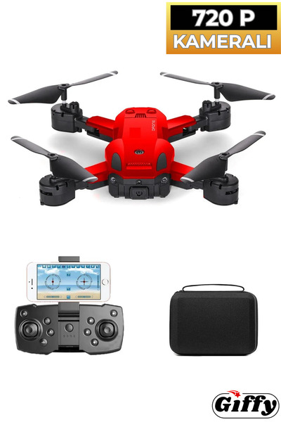 giffy Başlangıç Drone 720P HD Kameralı Drone Katlanabilir Taşıma Çantalı 4 Pervaneli Havada Sabit Kalır