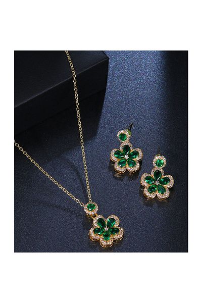OEM Elegant jewelry set with green flowers