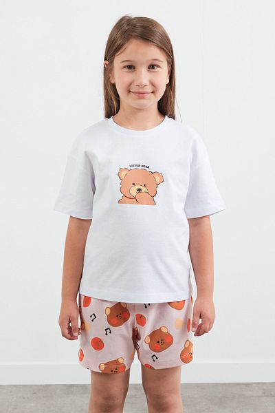 Fulla Moda 100% Cotton Teddy Bear Printed Unisex Shorts Pajama Set
