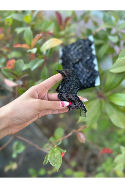 Gönülden Tasarım EN 3 CM ZIGZAG TRAKA SA ŠIKIRAMA ZA ŠIVANJE 1 METAR Crna