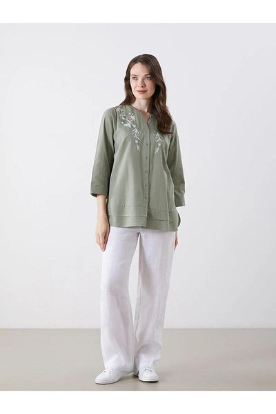 LC Waikiki Bluză LCW Grace cu guler încălțat cu broderie florală (S5)
