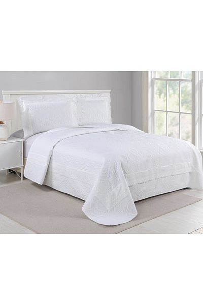 FIONNA.RO 3-Piece Quilted Cotton Blanket - White