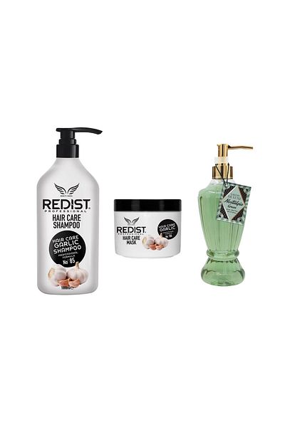 Redist Package Redist Garlic Shampoo 1000 ml, Redist Garlic Mask 475 ml and Hand Soap 500 ml