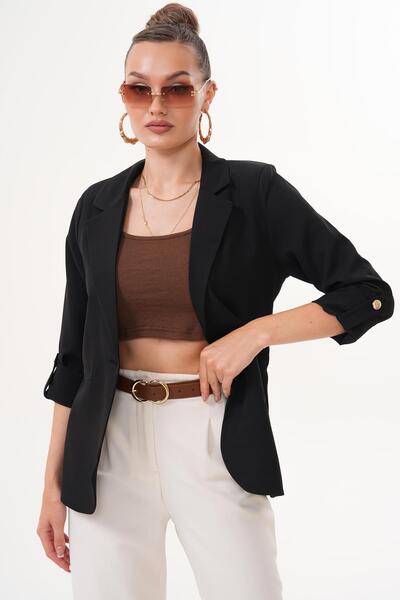 ŞİMAL Women's Sleeve Fold Detailed Unlined Jacket 255113 -