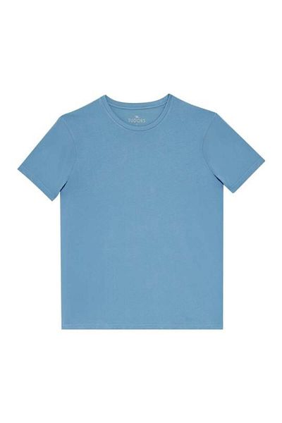 Tudors Unisex Slim Fit Slim Fit 100% Cotton Soft Textured Blue Crew Neck T-Shirt