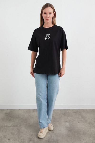 Fulla Moda Tricou oversize cu imprimeu ursuleț