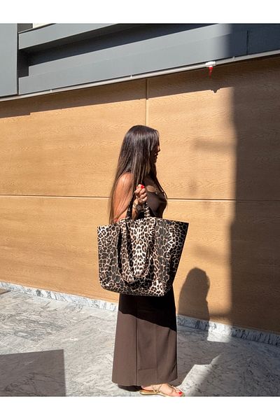 KaiHome Τσάντα αγορών Leopard μεγάλου μεγέθους