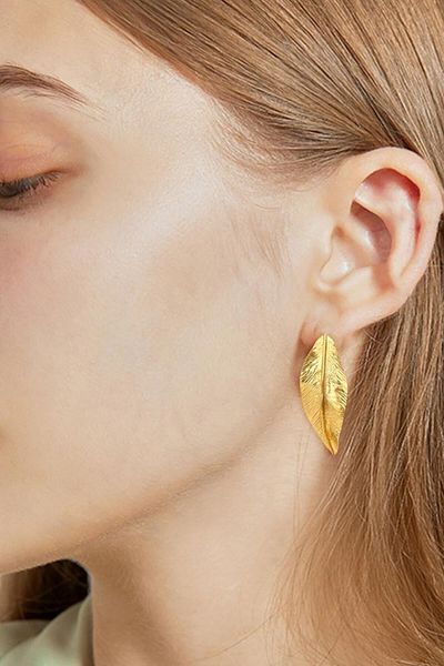 Glaren Leaf Gold Color Women's Earrings