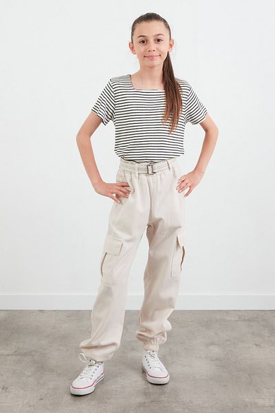 Fulla Moda Belted Cargo Pocket Jogger Girls' Trousers