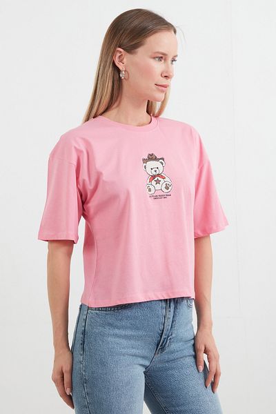 Fulla Moda Μπλουζάκι με κοντό μανίκι με στάμπα αρκουδάκι