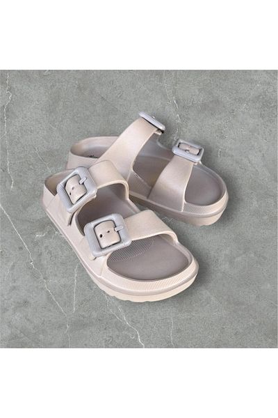 AkınalBella unisex διπλή πόρπη μαλακή μαλακή σόλα παραλίας καθημερινές παντόφλες