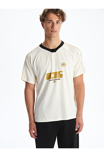 LC Waikiki Ανδρικό αθλητικό μπλουζάκι Özmarka New Season V-Neck με τύπωμα