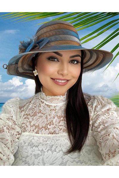 Confortino Luxury summer hat made of satin organza in 2 colors – ONE size, ADJUSTABLE
