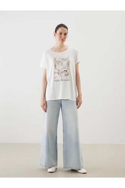 LC Waikiki Lcwaikiki Classic Crew Neck Printed Women's T-Shirt (S5)