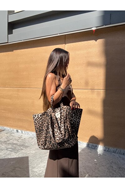 KaiHome Leopard Büyük Boy Shopper Çanta