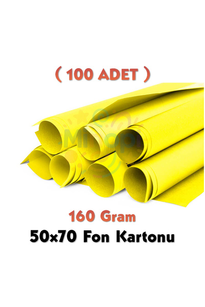 Minopi Yellow Background Cardboard 50X70 cm 100 Pack 160 Gr Colored Backgroun...