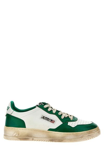 AUTRY Autry In White And Green Leather With Worn Effect