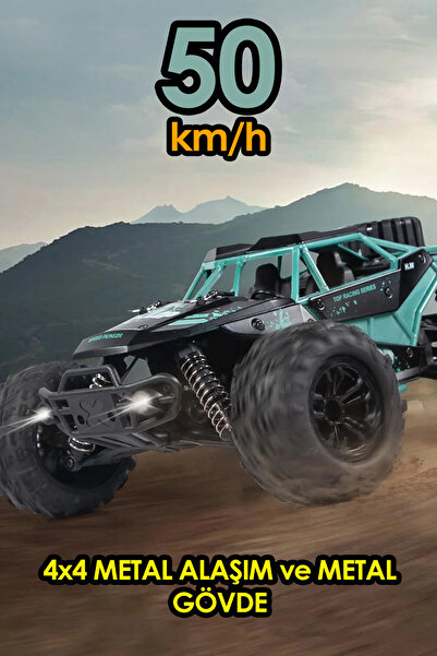 oyuncakgidiyor 2.4GHz Metal Gövde LED Farlı 4x4 4WD 50km Hız Yapan Uzaktan Kumandalı RC Araba