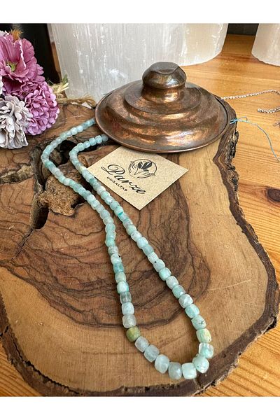 parze doğaltaş Amazonite Cube Cut Array Necklace