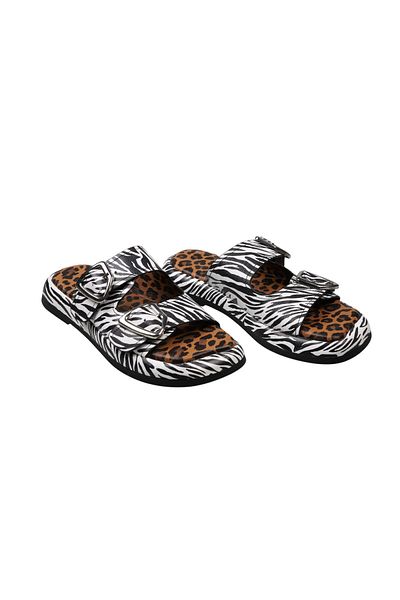 Lady Mia Bella Genuine Leather Buckle Women's Slippers