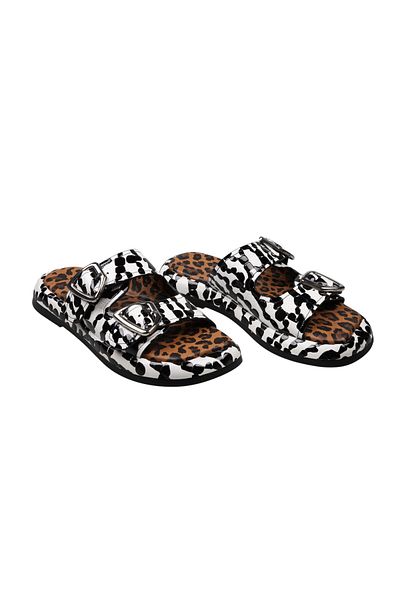 Lady Mia Bella Genuine Leather Buckle Women's Slippers