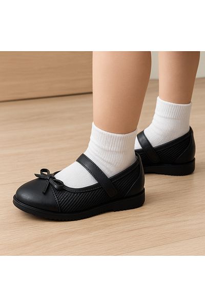 JOJO KIDS pantofi de scoala pentru fete, balerina clasica din piele naturala interioara exterioara, ortopedica si suport spate, banda