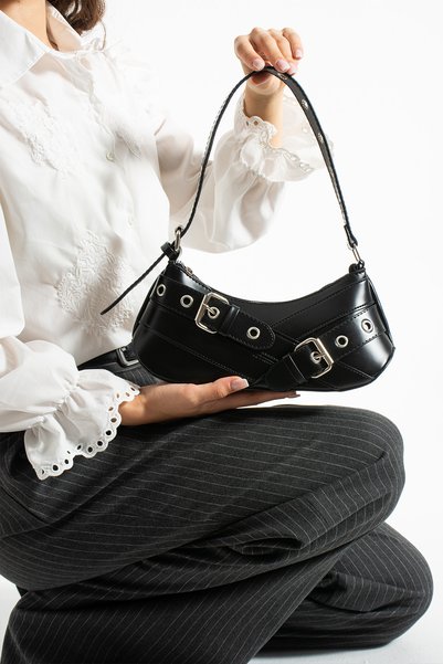 Kaya Bag Black Women's Shoulder and Shoulder Bag 13X30 Size