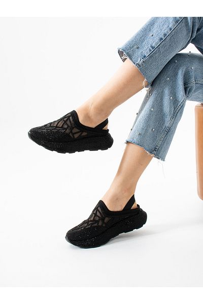 ALEMDAR AYAKKABI Strix Black Stone Detail Women's Sandals
