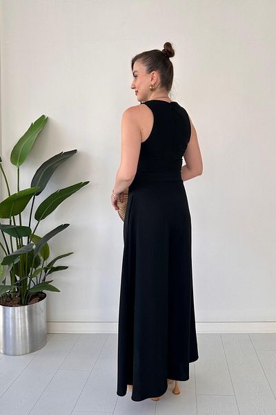 MaziButik Belted Wide Leg Jumpsuit Black
