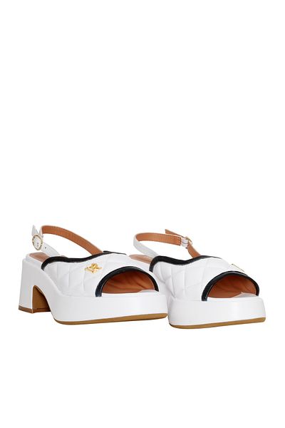 Via Roma 15 White leather sandals