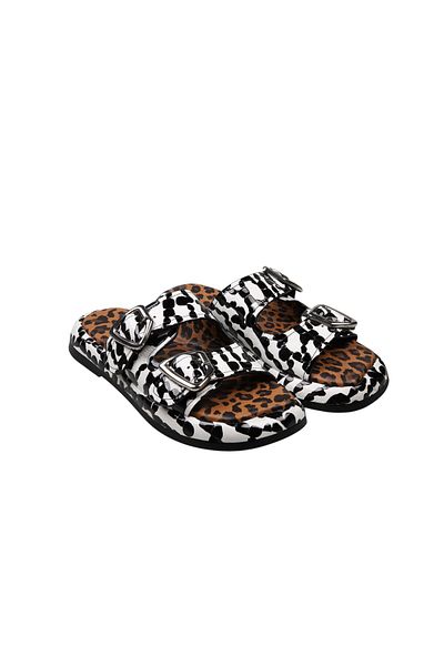 Lady Mia Bella Genuine Leather Buckle Women's Slippers