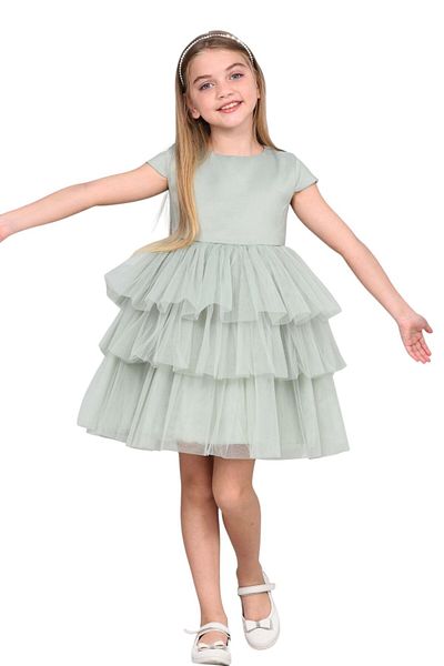 ERDEM KIDS Βραδινό φόρεμα για κορίτσια με βολάν τούλι σατέν 4-8 ετών