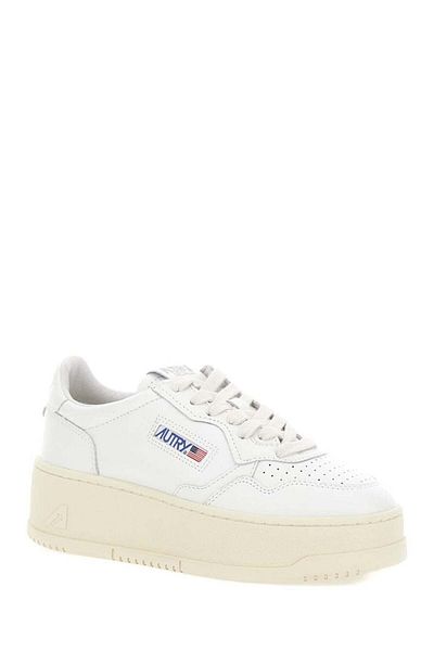 AUTRY White Low Top Sneakers With Oversized Platform In Leather Woman