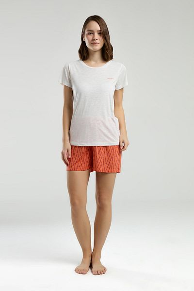 Pierre Cardin Women's White Crew Neck Short Sleeve Shorts Pajamas Suit