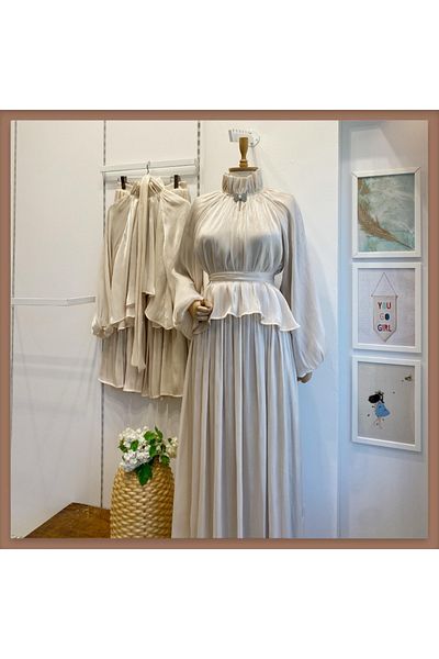 Faya Boutique Σετ Μπεζ Σιφόν Αμούρ