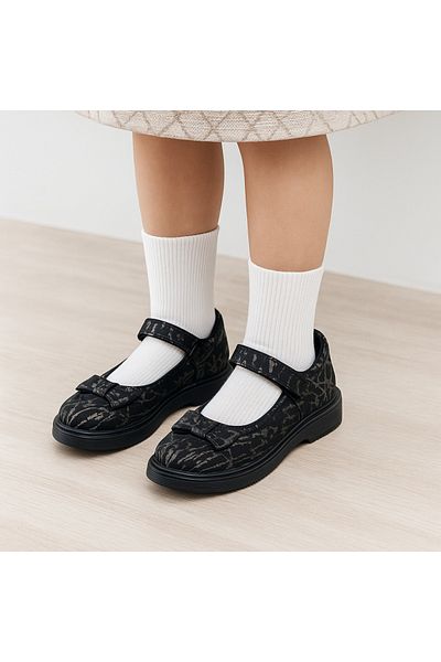 JOJO KIDS pantofi de scoala pentru fete, balerina clasica din piele naturala interioara exterioara, ortopedica si suport spate, banda