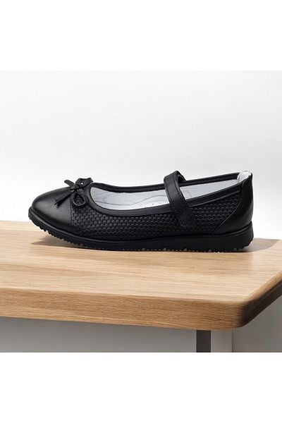 JOJO KIDS pantofi de scoala pentru fete, balerina clasica din piele naturala interioara exterioara, ortopedica si suport spate, banda