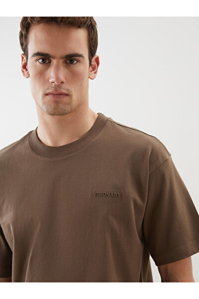 LC Waikiki Ανδρικό μπλουζάκι LCW Vision Crew Neck με στάμπα από βαμβακερό χτε...