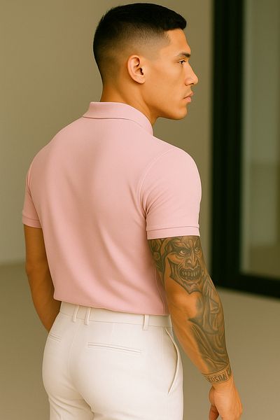 Buteks Unisex ροζ αθλητικό μπλουζάκι με κουμπιά βαμβακερό casual κοντομάνικο μπλουζάκι πόλο κανονικής εφαρμογής