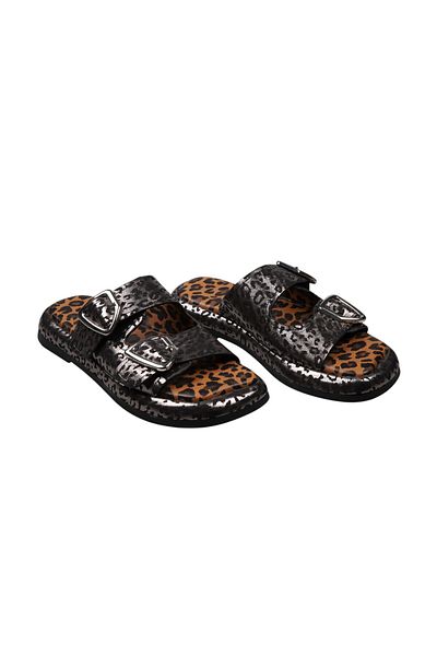 Lady Mia Bella Genuine Leather Buckle Women's Slippers