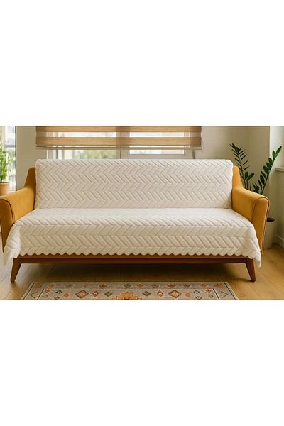 DECORA CASA HOME COLLECTİON Plush Cotton Sofa Cover Sponge Base Non-Slip Sofa Bed/Sofa Cover |